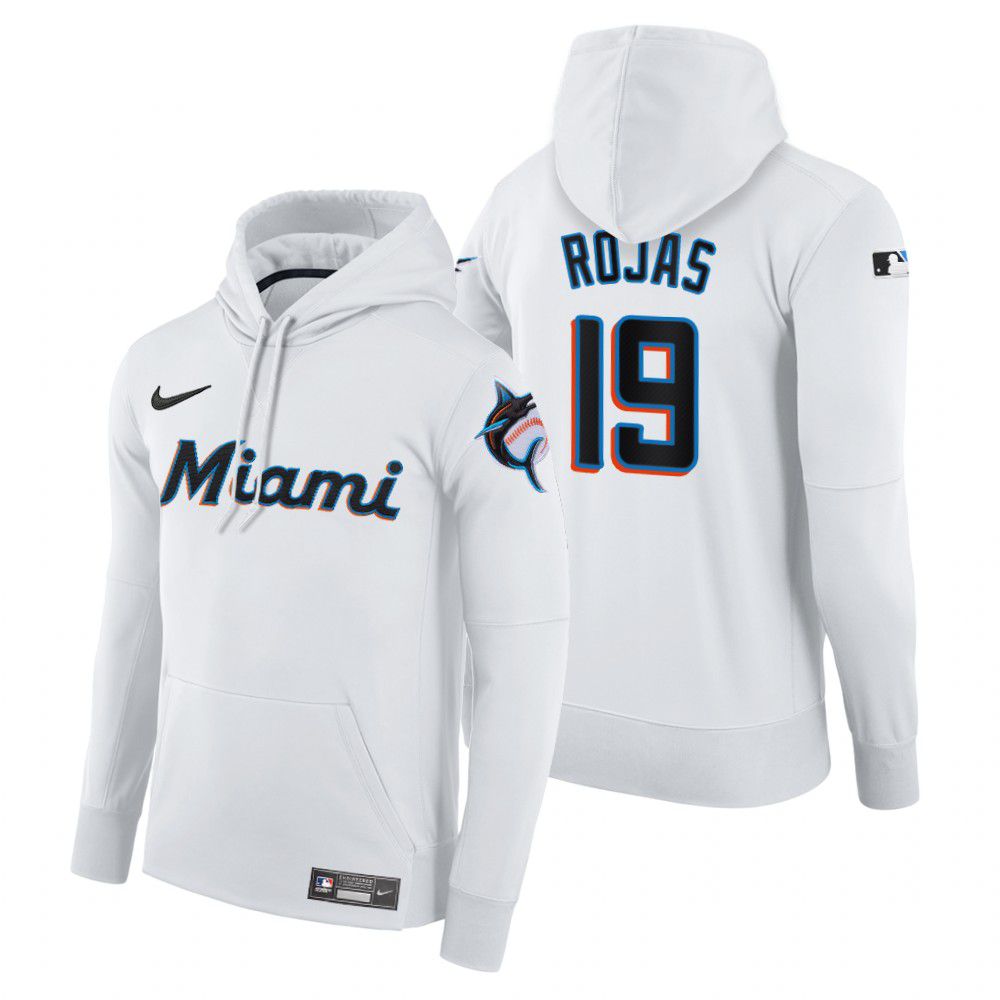 Men Miami Marlins #19 Rojas white home hoodie 2021 MLB Nike Jerseys->customized mlb jersey->Custom Jersey